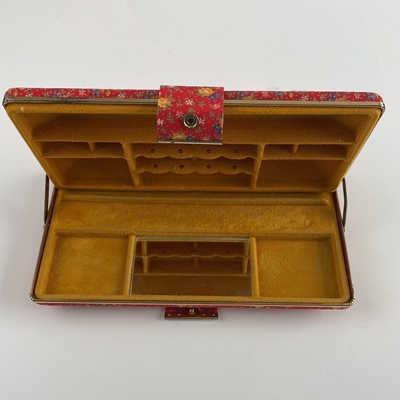 Jewelry Organizer Travel Case 1970’S Retro Red Floral - Picture 11 of 16